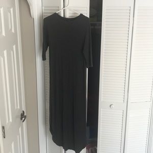 Long heather dark grey 3/4 sleeve dress